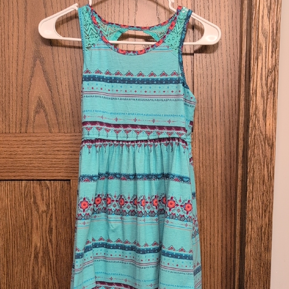 Mudd Kids Sleeveless Dress - Teal and Pink